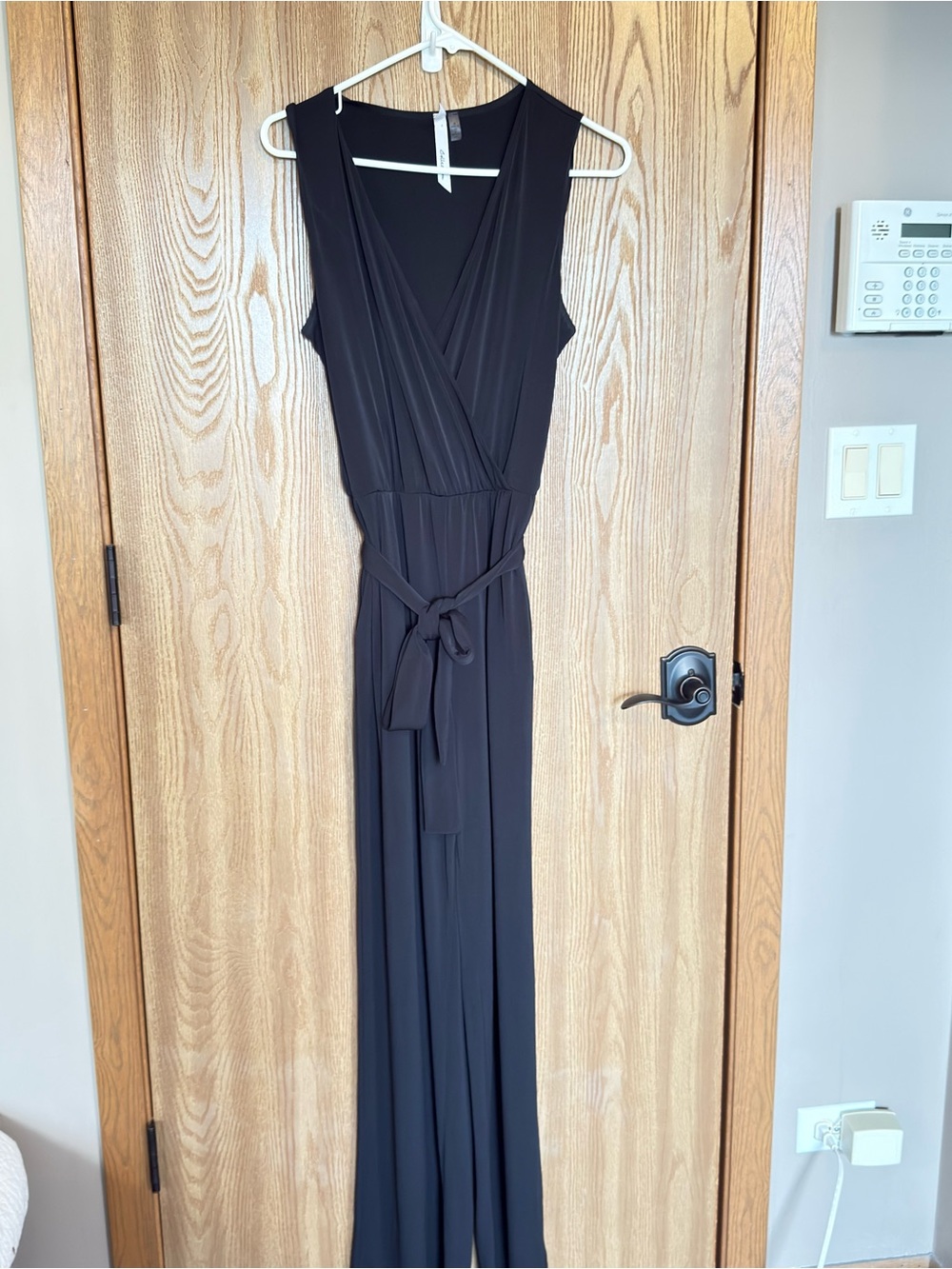 Sleeveless Black Wrap Maxi Dress with Tie Waist
